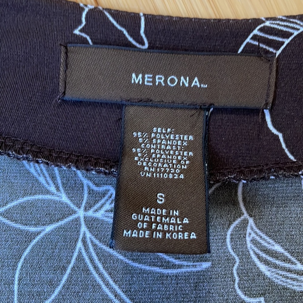Merona short sleeve business dress brown cream floral - Picture 5 of 6